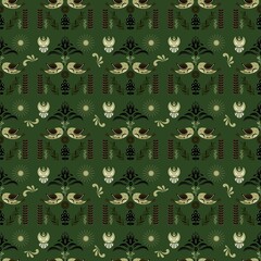Deep green Scandinavian pattern