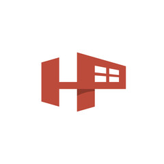 Obraz premium Abstract Letter H and P with Window on Letter P for Home or House Logo