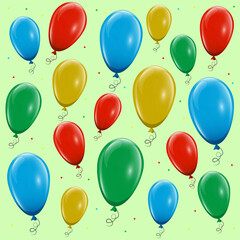 Seamless pattern with colorful balloons and confetti