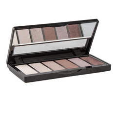 Eyeshadow palette, in a black case isolated on a white background.