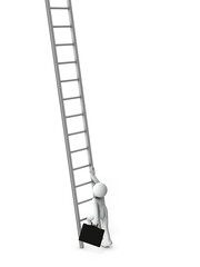 未知の階段をのぼりはじめようとするビジネスマン