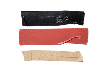 Set of pieces of general purpose vinyl tape isolated on white 