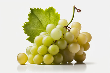 Obraz premium Fresh green grapes on white background. Generative AI