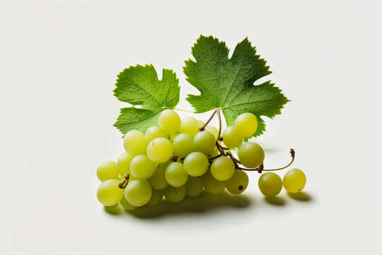 Fresh green grapes on white background. Generative AI