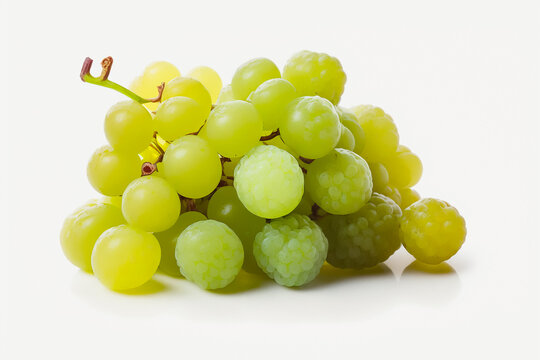 Fresh green grapes on white background. Generative AI