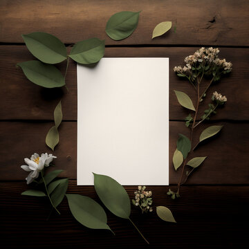 Elegant photo frame with flowers - blank photo frame for poster