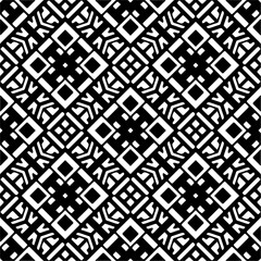 Vector geometric seamless pattern. Minimal ornamental background with abstract shapes. Black and white texture. Simple abstract ornament background. Dark repeat design for decor, fabric, cloth.