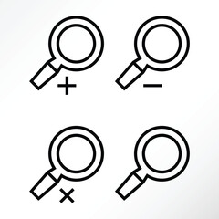Minimalist icons of magnifier glass.