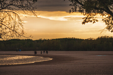 Fototapeta premium sunset over the river