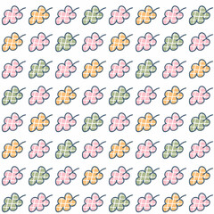 Obraz premium Retro style checkered oak leaves seamless pattern. Autumn print for tee, paper, fabric, textile. Hand drawn illustration for decor and design.
