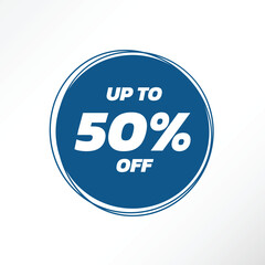 Minimalist 50% sale banner. This design elements is suitable for sale events.