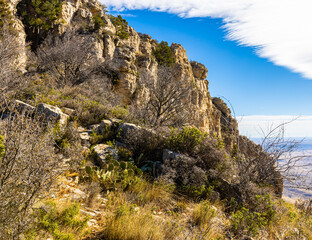 Limestone Escarpment On The Guadalupe Peak Trail, Guadalupe Mountains National Park, Texas, USA