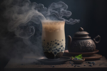 ultra realistic photography of Asian milk tea in a cup - Generative AI