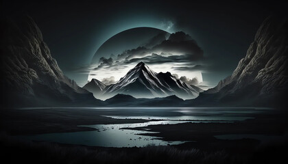 Mountain landscape dark wallpaper generative ai