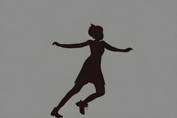 Fototapeta na wymiar silhouette of a child. silhouette of a person in a pose. silhouette of a woman in a dress. silhouette of a person with a flower. woman silhouette. simple background. AI generated.