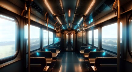 Fototapeta premium Modern subway interior with seats [AI Generated]