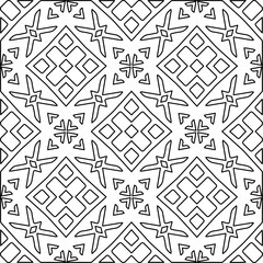  Monochrome ornamental texture with smooth linear shapes, zigzag lines, lace pattern.Abstract geometric black and white pattern for web page, textures, card, poster, fabric, textile.