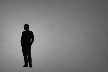 silhouette of a person. silhouette of a man. silhouette. simple background. room for text.  businessman. man. AI generated.