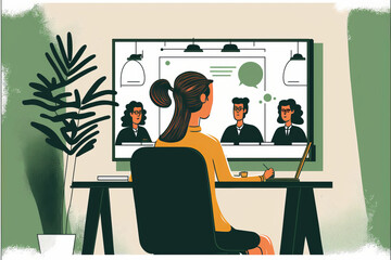 Business meeting with videocall conference 