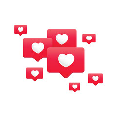 Likes notification chat bubble for social networks. Heart. Vector illustration.