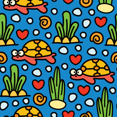 Turtle cartoon pattern design vector illustration