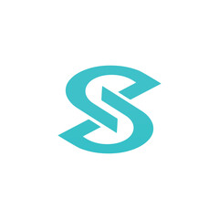Elegant circular S and S logo template for brand personality in turquoise color modern corporate, abstract letter logo