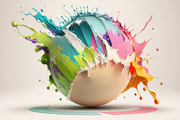 Plakat Colorful pastel paint splash abstract liquid background. AI
