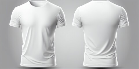 white t shirt template, front and back, white background, 3d tshirt mockup with shadows, generative ai - obrazy, fototapety, plakaty