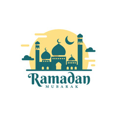 Islamic ramadan flat logo design. Mosque flat style illustration