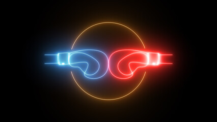 Flicker Neon Light Boxing Gloves Fight Club Sign Symbol Billboard LED Icon Image