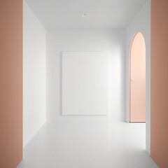 Empty room interior background natural light,Interior of modern and minimalist style living room with a mock up poster Empty canvas frame ,copy space, Generative AI