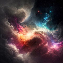 Obraz na płótnie Canvas Galaxy with colourful nebula shiny star. space of space. AI