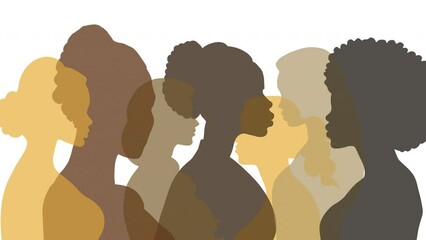 Silhouette of a dark-skinned woman in her underwear. The text appears - Women's Health. Animated video, computer graphics.