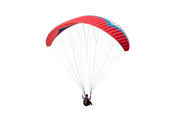 The sportsman flying on a paraglider. isolated on transparent background with clipping path. Beautiful paraglider in flight  with clipping path and alpha channel. for both printing and web pages. 
 - obrazy, fototapety, plakaty