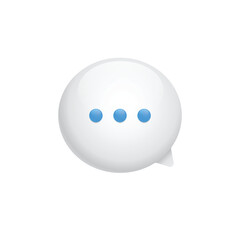 White chat bubble in skeuomorphic style. Vector illustration.