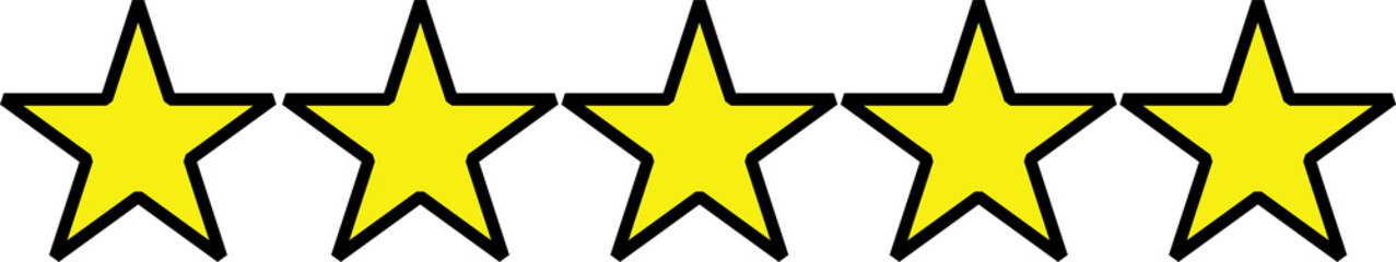 Evaluable star rating form, out of five stars