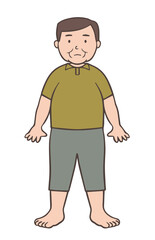 Obraz premium 裸足の太った中年男性、おじさん