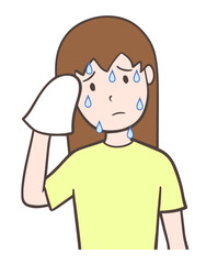 Obraz premium 汗をダラダラかく女性、多汗症