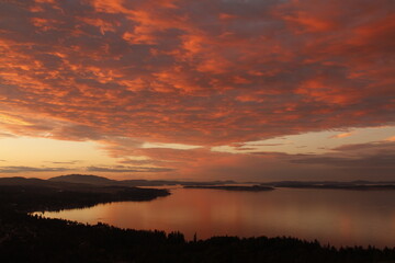 Sunset with dramatic clouds over Cordova Bay, Vancouver Island, BC