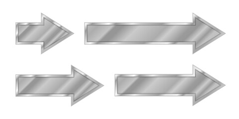 Silver arrow set, no background vector, isolated metal arrow symbol