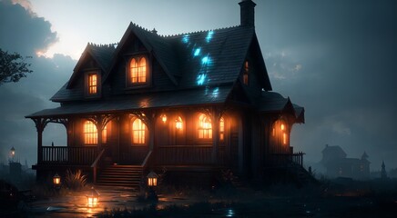 Haunted house at night [AI Generated]