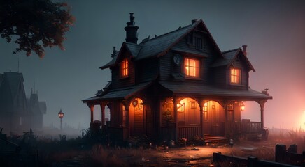 Fototapeta premium Haunted house at night [AI Generated]