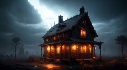 Fototapeta premium Haunted house at night [AI Generated]