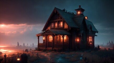 Fototapeta premium Haunted house at night [AI Generated]