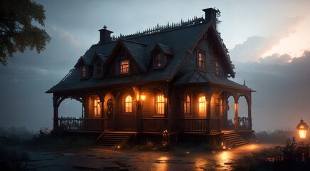 Fototapeta premium Haunted house at night [AI Generated]