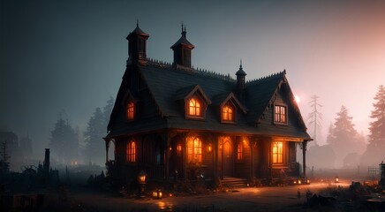 Haunted house at night [AI Generated]