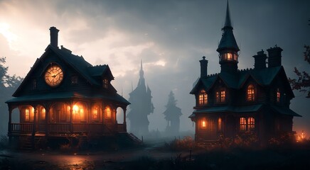 Fototapeta premium Haunted house at night [AI Generated]