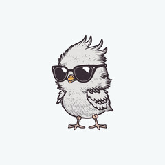 tiny chicks wearing sunglasses in isolated background