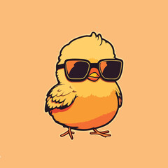 tiny chicks wearing sunglasses in isolated background