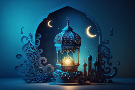 background wallpaper ramdhan islamic 3D with elements, colorfull, for banner, background